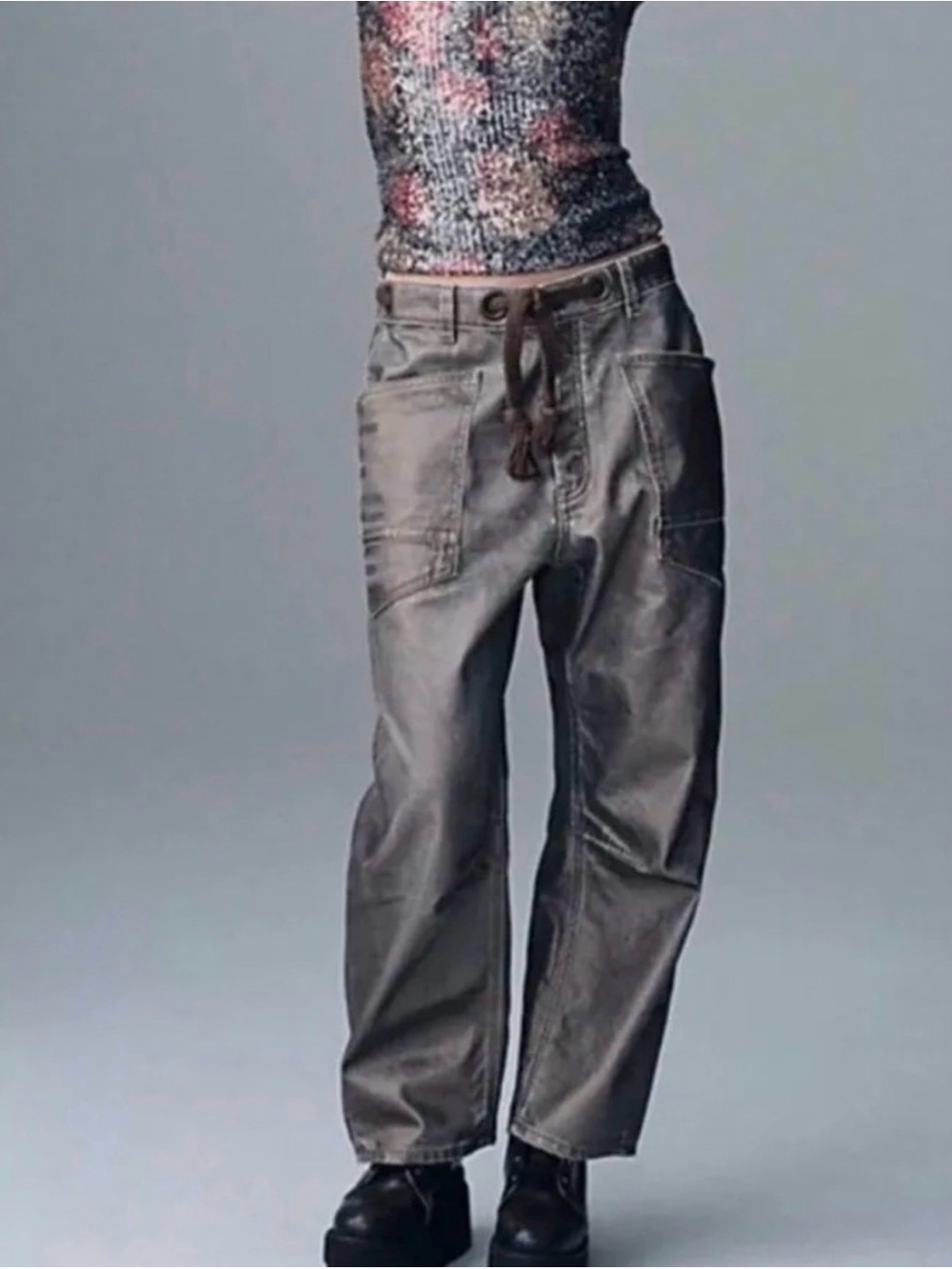 Free People Moxie jeans in Washed shimmery Gray